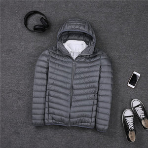 2019 Men Hooded ultraLight White Duck Down Jacket Warm Jacket Line Portable Package men pack jacket