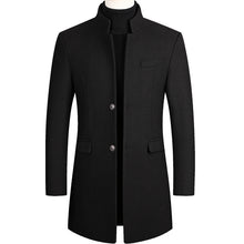 Load image into Gallery viewer, Boys Winter Black Coat Plus Size Woolen Blend Coat Male Long Windbreaker Jacket Thick Cotton Warm Men Jacket Mens Overcoat 4xl
