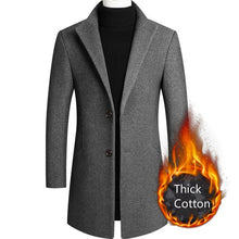 Load image into Gallery viewer, Boys Winter Black Coat Plus Size Woolen Blend Coat Male Long Windbreaker Jacket Thick Cotton Warm Men Jacket Mens Overcoat 4xl
