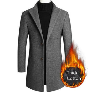 Boys Winter Black Coat Plus Size Woolen Blend Coat Male Long Windbreaker Jacket Thick Cotton Warm Men Jacket Mens Overcoat 4xl