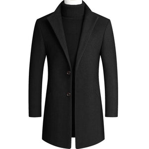 Boys Winter Black Coat Plus Size Woolen Blend Coat Male Long Windbreaker Jacket Thick Cotton Warm Men Jacket Mens Overcoat 4xl