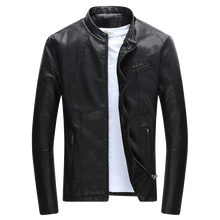 Load image into Gallery viewer, Wordless Autumn Winter Mens Zipper PU Leather Jacket Casual Motorcycle Leather Jacket Men Leisure Clothing Slim Leather Jacket
