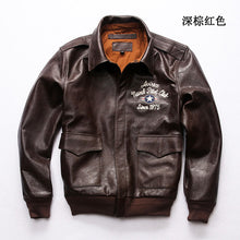 Load image into Gallery viewer, A19H1  Read Description! Asian size air force flight A2 pilot cow leather jacket genuine cowhide flying tiger leather jacket
