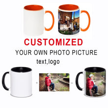 Load image into Gallery viewer, LIQU Personalized DIY photo coffee mug Multi color handle Milk Tea Cups with Custom Picture LOGO Text printing
