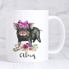 Load image into Gallery viewer, Cute Pig With Pink Bow Personalized Coffee Mug Gift for Mom 11oz
