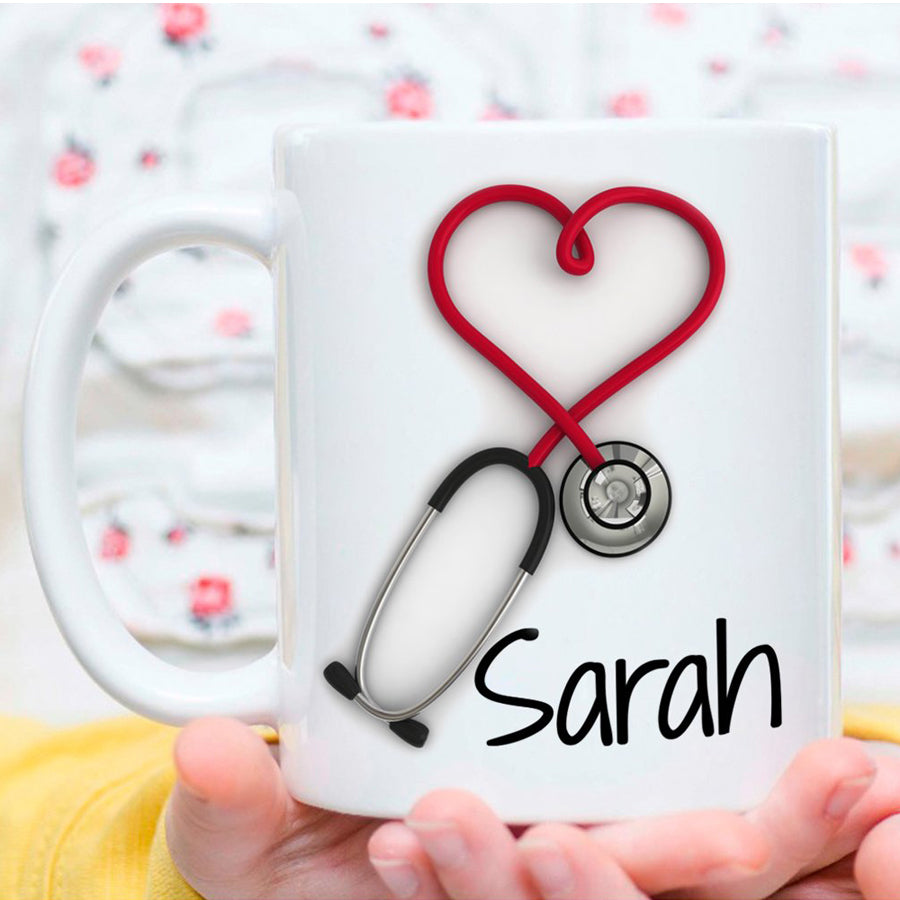 Personalized Mug!! Stethoscope Coffee Mug, a Funny and Unique Gift Mugs for Nurses and Doctors, Printed on Both Sides!