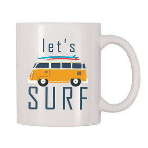 Personality Mug Let's Surf Coffee Mug Funny Milk cup  11 Ounces Inspirational The Best Gift