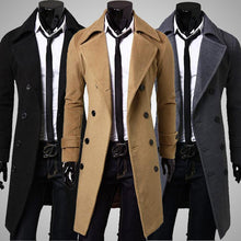 Load image into Gallery viewer, Aliexpress selling European style double breasted coat lengthened simple luxury wool coat male
