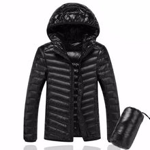 Load image into Gallery viewer, 2019 Men Hooded ultraLight White Duck Down Jacket Warm Jacket Line Portable Package men pack jacket
