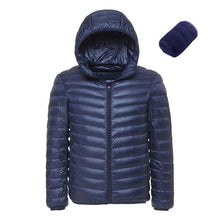 Load image into Gallery viewer, 2019 Men Hooded ultraLight White Duck Down Jacket Warm Jacket Line Portable Package men pack jacket
